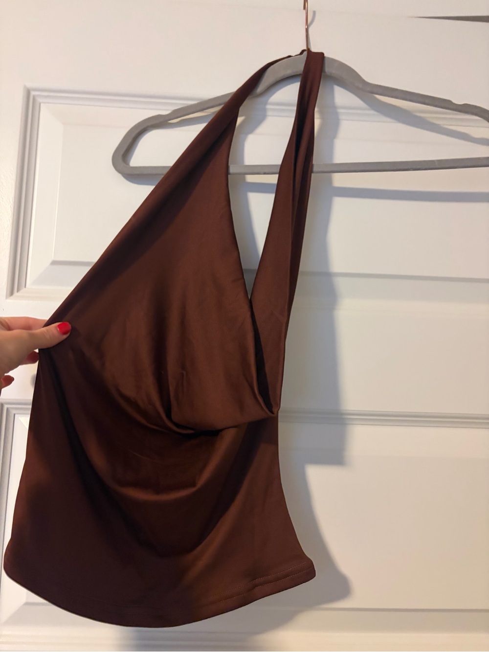 Burgundy Halter Drape Top